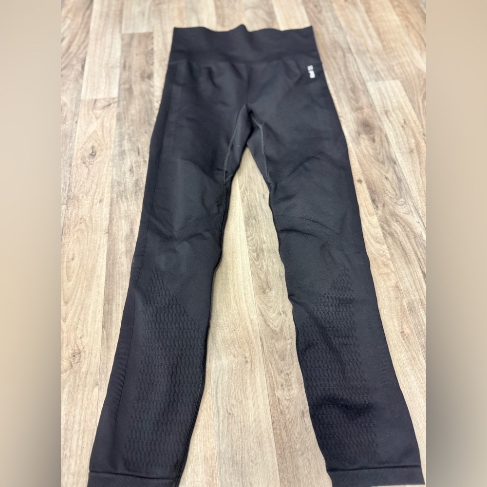 HUEL Seamless High-Waisted Black Leggings Compression Gym Yoga Athleisure Large‎